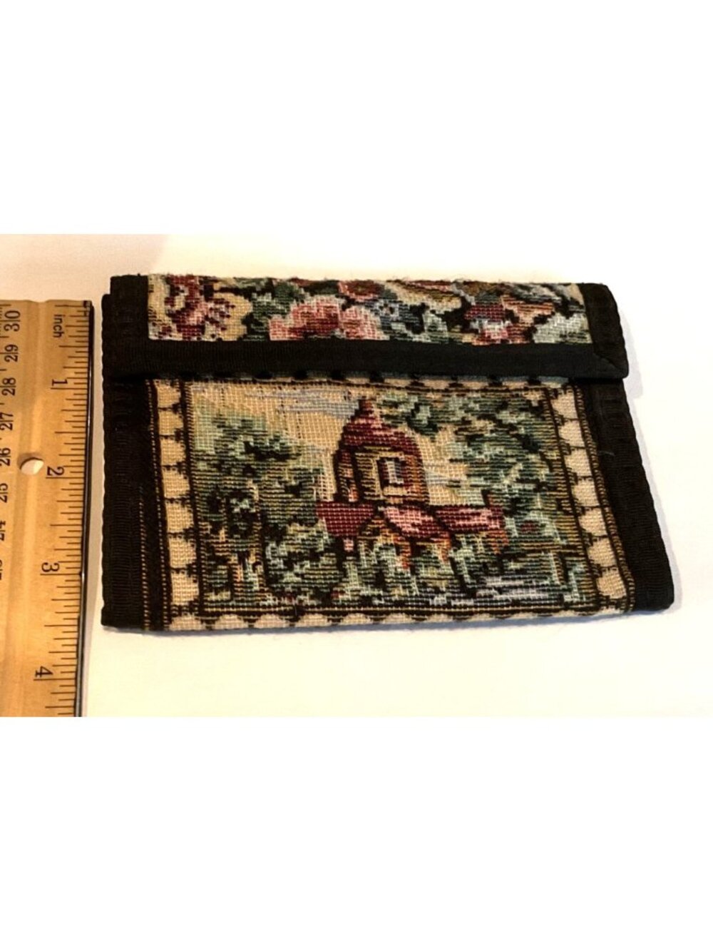 Vtg Ralfeaux Tapestry Wallet Card Holder & Floral Landscape Design 3.5" x 5" - Picture 6 of 6